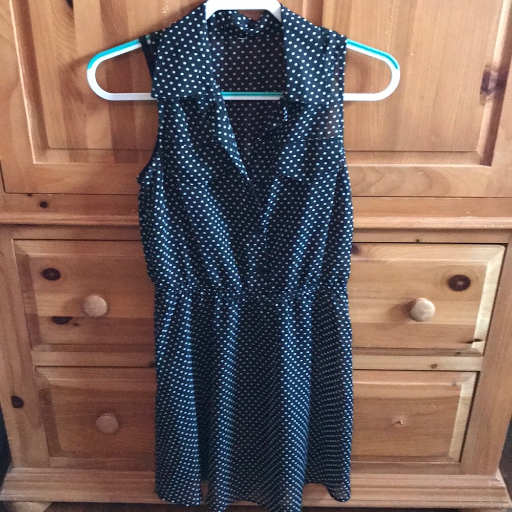 Black and white polka dot dress. Sheer over slip.